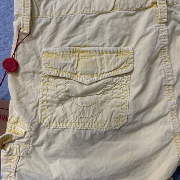 True Religion Leslie Cargo Surf Shorts Surf Champions 69 Patch Yellow Sz 27 NWT - Picture 8 of 14